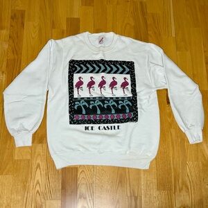 Vintage White Flamingo Graphic Crewneck Sweater